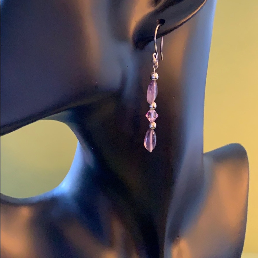 Amethyst & Swarovski Crystal Silver Earrings